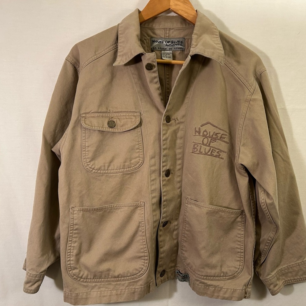 House of Blues Vintage Trucker Style Tan Cotton Lightweight Jacket Size Small